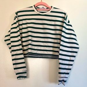 Revolve - Green Striped Crew Neck Shirt - Size Small
